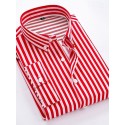 Men's Dress Shirt Striped Shirt Button Down Shirt Collared Shirt Striped Wedding Back to Office Black White Red Navy Blue Long Sleeve Clothing Apparel