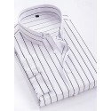 Men's Dress Shirt Striped Shirt Button Down Shirt Collared Shirt Striped Wedding Back to Office Black White Red Navy Blue Long Sleeve Clothing Apparel