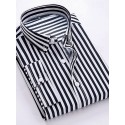 Men's Dress Shirt Striped Shirt Button Down Shirt Collared Shirt Striped Wedding Back to Office Black White Red Navy Blue Long Sleeve Clothing Apparel