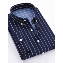 Men's Dress Shirt Striped Shirt Button Down Shirt Collared Shirt Striped Wedding Back to Office Black White Red Navy Blue Long Sleeve Clothing Apparel