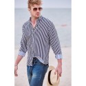 Men's Dress Shirt Striped Shirt Button Down Shirt Collared Shirt Striped Wedding Back to Office Black White Red Navy Blue Long Sleeve Clothing Apparel