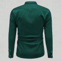 Men's Shirt Satin Shirt Casual Shirt Button Up Shirt Plain Wedding Vacation Black White Wine Navy Blue Long Sleeve Lapel Spring &  Fall Clothing Apparel