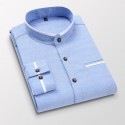 Men's Band Collar Shirt Dress Shirt Oxford Shirt Solid / Plain Color Wedding White Blue Gray Light Blue Long Sleeve Standing Collar Spring &  Fall Clothing Apparel