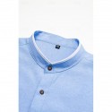 Men's Band Collar Shirt Dress Shirt Oxford Shirt Solid / Plain Color Wedding White Blue Gray Light Blue Long Sleeve Standing Collar Spring &  Fall Clothing Apparel