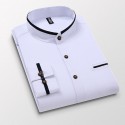 Men's Band Collar Shirt Dress Shirt Oxford Shirt Solid / Plain Color Wedding White Blue Gray Light Blue Long Sleeve Standing Collar Spring &  Fall Clothing Apparel