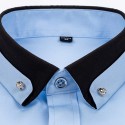 Business Formal Dress Shirt Wedding Men's  Button Down Shirt Collared Shirt Sea Blue Black White Wine Long Sleeve Graphic Prints Turndown Spring Fall  Outdoor Clothing Apparel