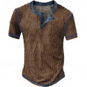 Men's Waffle Henley Shirt Tee Plaid Checkered Henley Outdoor Casual Short Sleeve Button Clothing Apparel Polyester Fashion Designer Comfortable