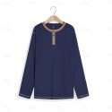 Men's T Shirt Henley Shirt Waffle Knit Tee Tee Top Long Sleeve Shirt Long Sleeve Color Block Fashion Designer Basic Patchwork Henley Vacation Street Going out Spring &  Fall Black White Blue Henley