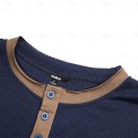 Men's T Shirt Henley Shirt Waffle Knit Tee Tee Top Long Sleeve Shirt Long Sleeve Color Block Fashion Designer Basic Patchwork Henley Vacation Street Going out Spring &  Fall Black White Blue Henley