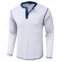 Men's T Shirt Henley Shirt Waffle Knit Tee Tee Top Long Sleeve Shirt Long Sleeve Color Block Fashion Designer Basic Patchwork Henley Vacation Street Going out Spring &  Fall Black White Blue Henley