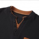 Men's Waffle Tee Waffle Henley Shirt Long Sleeve V Neck Spring &  Fall Solid Color Fashion Basic Fake two piece Street Casual Sports Black Navy Blue Light Grey Top Tee for Men