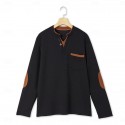 Men's Waffle Tee Waffle Henley Shirt Long Sleeve V Neck Spring &  Fall Solid Color Fashion Basic Fake two piece Street Casual Sports Black Navy Blue Light Grey Top Tee for Men