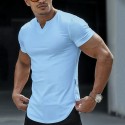 Men's T Shirt Short Sleeve V Neck Summer Plain Fashion Classic Comfortable Street Casual Sports Black White Pink Top Tee for Men