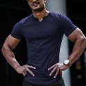 Men's T Shirt Short Sleeve V Neck Summer Plain Fashion Classic Comfortable Street Casual Sports Black White Pink Top Tee for Men