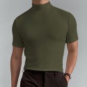 Men's T Shirt Turtleneck shirt Short Sleeve Stand Collar Summer Spring Plain Fashion Casual Comfortable Vacation Street Holiday Black White Red Top Tee for Men