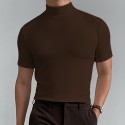 Men's T Shirt Turtleneck shirt Short Sleeve Stand Collar Summer Spring Plain Fashion Casual Comfortable Vacation Street Holiday Black White Red Top Tee for Men