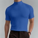 Men's T Shirt Turtleneck shirt Short Sleeve Stand Collar Summer Spring Plain Fashion Casual Comfortable Vacation Street Holiday Black White Red Top Tee for Men