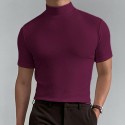 Men's T Shirt Turtleneck shirt Short Sleeve Stand Collar Summer Spring Plain Fashion Casual Comfortable Vacation Street Holiday Black White Red Top Tee for Men