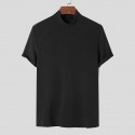 Men's T Shirt Turtleneck shirt Short Sleeve Stand Collar Summer Spring Plain Fashion Casual Comfortable Vacation Street Holiday Black White Red Top Tee for Men