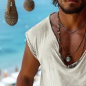 Men's T Shirt Tee Top Short Sleeves Scoop Neck Summer Solid Color Fashion Designer Basic Loose Fit Vacation Street Going out Beige Top Tee for Men
