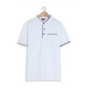 Men's Cotton Blend Polo Shirt Golf Shirt Street Casual Stand Collar Banded Collar Short Sleeve Fashion Basic Plain Classic Summer Regular Fit Navy Black White Red Cotton Blend Polo Shirt