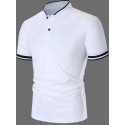 Men's Cotton Blend Polo Shirt Golf Shirt Street Casual Stand Collar Banded Collar Short Sleeve Fashion Basic Plain Classic Summer Regular Fit Navy Black White Red Cotton Blend Polo Shirt
