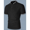 Men's Cotton Blend Polo Shirt Golf Shirt Street Casual Stand Collar Banded Collar Short Sleeve Fashion Basic Plain Classic Summer Regular Fit Navy Black White Red Cotton Blend Polo Shirt
