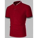 Men's Cotton Blend Polo Shirt Golf Shirt Street Casual Stand Collar Banded Collar Short Sleeve Fashion Basic Plain Classic Summer Regular Fit Navy Black White Red Cotton Blend Polo Shirt