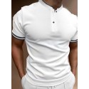 Men's Cotton Blend Polo Shirt Golf Shirt Street Casual Stand Collar Banded Collar Short Sleeve Fashion Basic Plain Classic Summer Regular Fit Navy Black White Red Cotton Blend Polo Shirt
