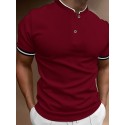 Men's Cotton Blend Polo Shirt Golf Shirt Street Casual Stand Collar Banded Collar Short Sleeve Fashion Basic Plain Classic Summer Regular Fit Navy Black White Red Cotton Blend Polo Shirt