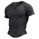 Men's Cotton Blend T-Shirt Short Sleeve V Neck Summer Plain Fashion Classic Comfortable V Neck Street Casual Sports Light Blue Dark Brown Black Top Tee for Men