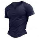 Men's Cotton Blend T-Shirt Short Sleeve V Neck Summer Plain Fashion Classic Comfortable V Neck Street Casual Sports Light Blue Dark Brown Black Top Tee for Men