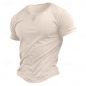 Men's Cotton Blend T-Shirt Short Sleeve V Neck Summer Plain Fashion Classic Comfortable V Neck Street Casual Sports Light Blue Dark Brown Black Top Tee for Men