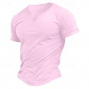 Men's Cotton Blend T-Shirt Short Sleeve V Neck Summer Plain Fashion Classic Comfortable V Neck Street Casual Sports Light Blue Dark Brown Black Top Tee for Men