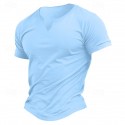 Men's Cotton Blend T-Shirt Short Sleeve V Neck Summer Plain Fashion Classic Comfortable V Neck Street Casual Sports Light Blue Dark Brown Black Top Tee for Men