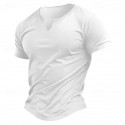 Men's Cotton Blend T-Shirt Short Sleeve V Neck Summer Plain Fashion Classic Comfortable V Neck Street Casual Sports Light Blue Dark Brown Black Top Tee for Men