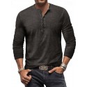 Men's Henley Shirt Tee Top Long Sleeve Shirt Plain Henley Street Vacation Long Sleeve Clothing Apparel 100% Cotton Vintage Fashion Basic