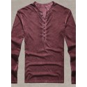 Men's Henley Shirt Tee Top Long Sleeve Shirt Plain Henley Street Vacation Long Sleeve Clothing Apparel 100% Cotton Vintage Fashion Basic