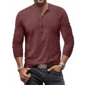 Men's Henley Shirt Tee Top Long Sleeve Shirt Plain Henley Street Vacation Long Sleeve Clothing Apparel 100% Cotton Vintage Fashion Basic