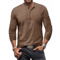 Men's Henley Shirt Tee Top Long Sleeve Shirt Plain Henley Street Vacation Long Sleeve Clothing Apparel 100% Cotton Vintage Fashion Basic