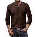 Men's Henley Shirt Tee Top Long Sleeve Shirt Plain Henley Street Vacation Long Sleeve Clothing Apparel 100% Cotton Vintage Fashion Basic
