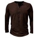 Men's Henley Shirt Tee Top Long Sleeve Shirt Plain Henley Street Vacation Long Sleeve Clothing Apparel 100% Cotton Vintage Fashion Basic