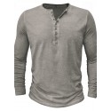 Men's Henley Shirt Tee Top Long Sleeve Shirt Plain Henley Street Vacation Long Sleeve Clothing Apparel 100% Cotton Vintage Fashion Basic