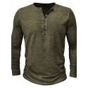Men's Henley Shirt Tee Top Long Sleeve Shirt Plain Henley Street Vacation Long Sleeve Clothing Apparel 100% Cotton Vintage Fashion Basic