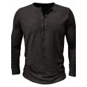Men's Henley Shirt Tee Top Long Sleeve Shirt Plain Henley Street Vacation Long Sleeve Clothing Apparel 100% Cotton Vintage Fashion Basic