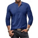 Men's Henley Shirt Tee Top Long Sleeve Shirt Plain Henley Street Vacation Long Sleeve Clothing Apparel 100% Cotton Vintage Fashion Basic
