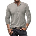 Men's Henley Shirt Tee Top Long Sleeve Shirt Plain Henley Street Vacation Long Sleeve Clothing Apparel 100% Cotton Vintage Fashion Basic
