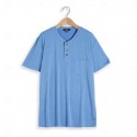 Men's Henley Shirt Tee Top Plain Henley Street Vacation Short Sleeve Button Pocket Clothing Apparel Fashion Designer Basic