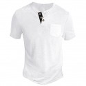Men's Henley Shirt Tee Top Plain Henley Street Vacation Short Sleeve Button Pocket Clothing Apparel Fashion Designer Basic