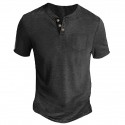 Men's Henley Shirt Tee Top Plain Henley Street Vacation Short Sleeve Button Pocket Clothing Apparel Fashion Designer Basic